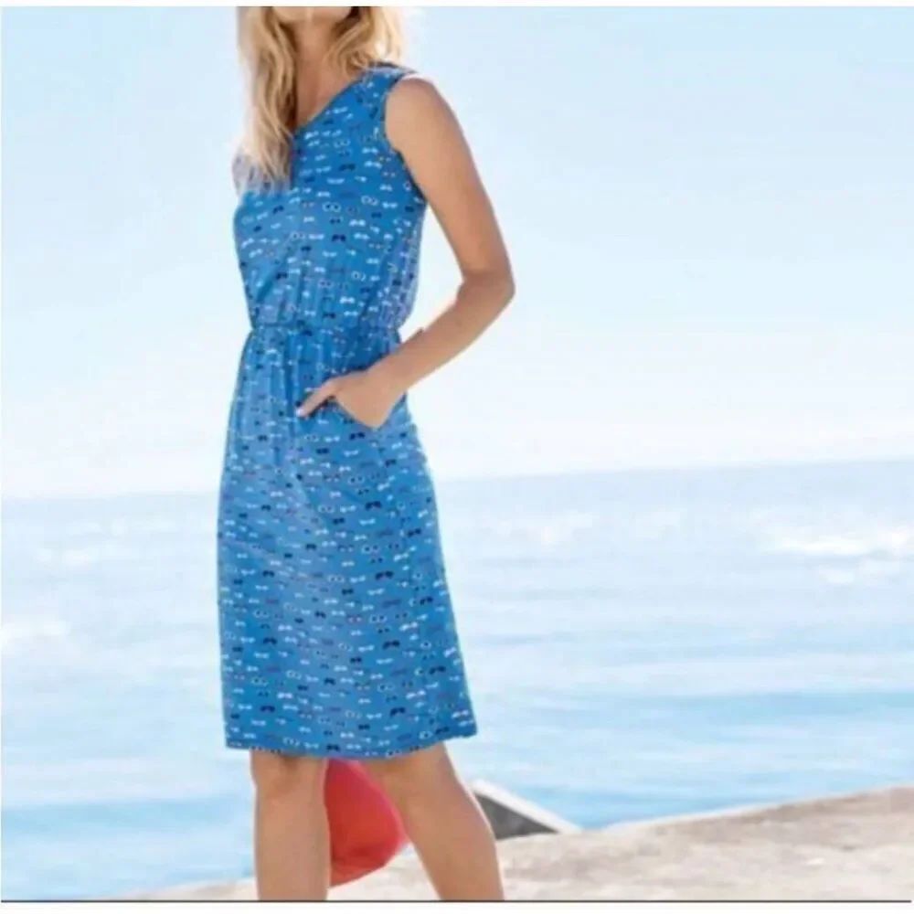 Boden Blackberry Sunglasses Novelty Print Summer Cotton  Sundress Sz 4R